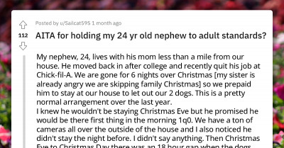 Unemployed 24-Year-Old Whines to His Mom After His Aunt Asked Him to Deliver on Pet Sitting She Paid Him to Do