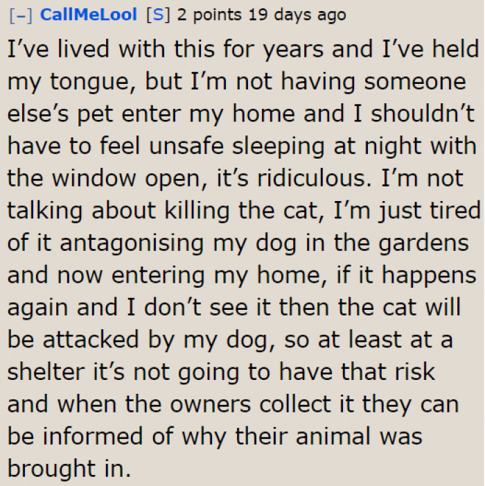 The OP believes that it's practical to surrender the cats to a shelter.
