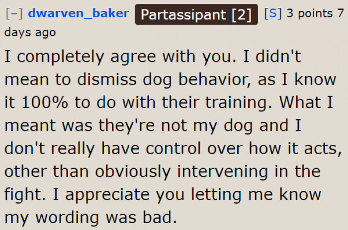 Those aren't the OP's dogs, so he can't really discipline them.