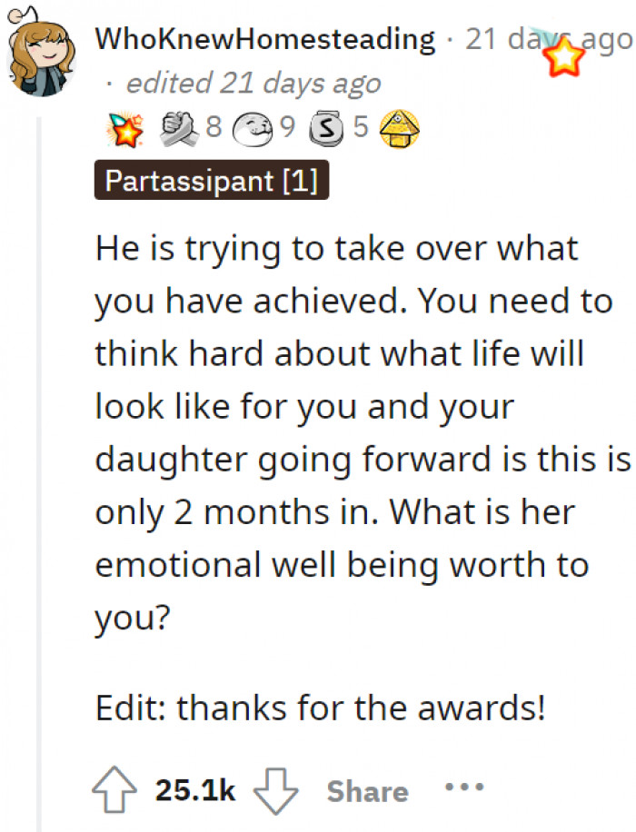 Most comments have been urging OP to rethink her decision about having this man in their lives.