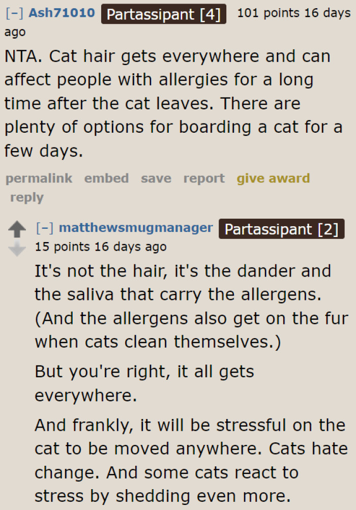 Members of the AITA community took the OP's side, stating that the sister can always look for other boarding options.