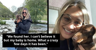 Teary Mom Searches For Her Lost Dog For Days, Jumps Into The River To Rescue Her, And The Footage Goes Viral