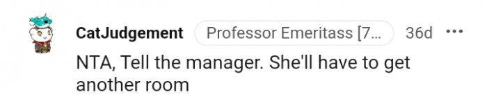 4. She'll have to get another room