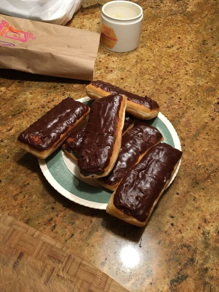 8. A buddy placed an order for a single Long John at Dunkin' Donuts just before their closing time for the night.