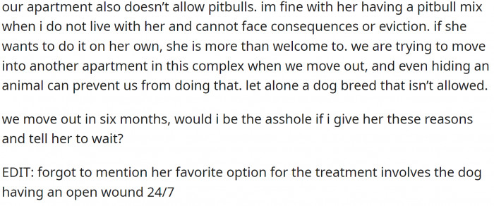 OP asks if she is wrong here