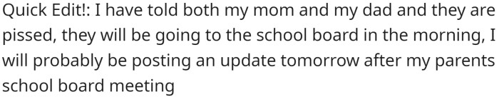 Quick edit - OP told her parents