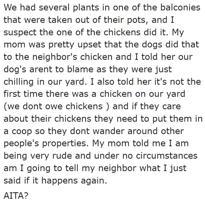 It's clear whose fault it is, but her mom didn't like it when she said that it's not the fault of the dogs.