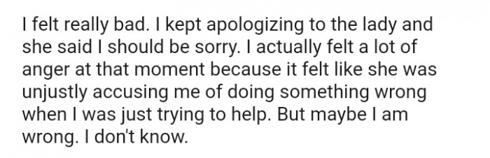 It Felt Like She Was Unjustly Accusing Me of Doing Something Wrong