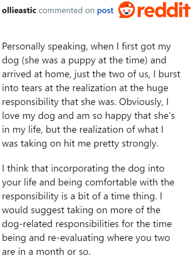 It's possible that the husband felt too overwhelmed with the responsibility.