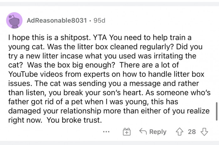 He honestly can't expect his son to trust him again.