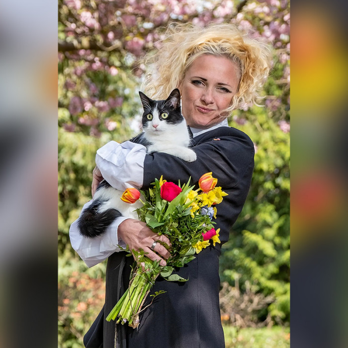 Despite the fact that her landlord doesn't allow pets, she had to try to convince him