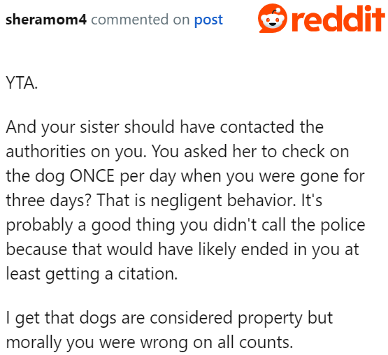 Redditors were furious at the OP's negligence. Most of them told her that she was the a-hole.