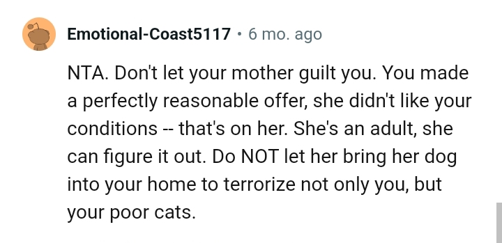 Don't let her bring her dog into the house