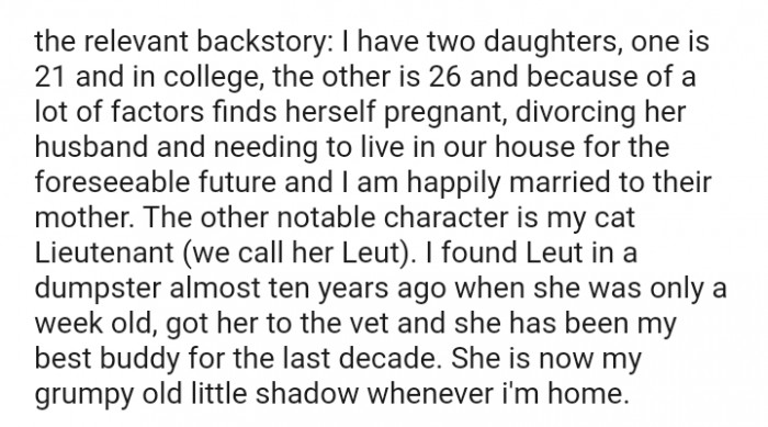 The OP found the cat in a dumpster