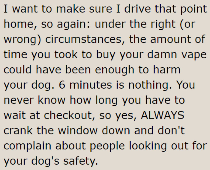 People wouldn't call the OP the a-hole if they left the window open for the dog.