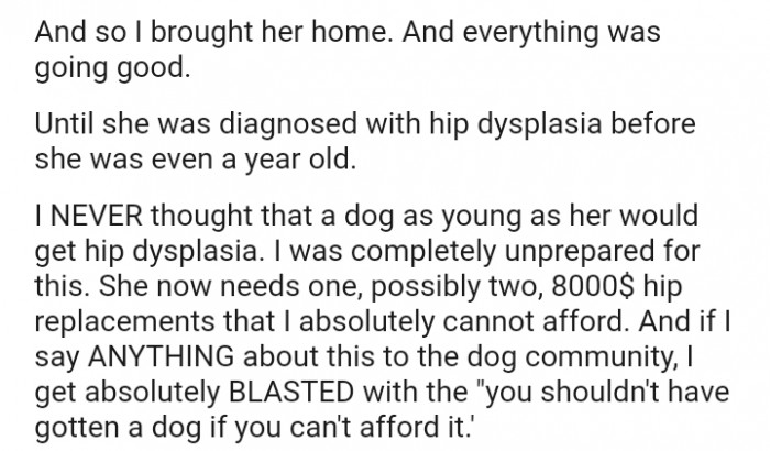 She was diagnosed with hip dysplasia