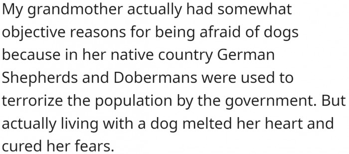 Actually living with a dog sometimes can help with phobias