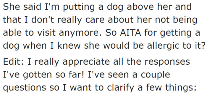 The mother's reaction