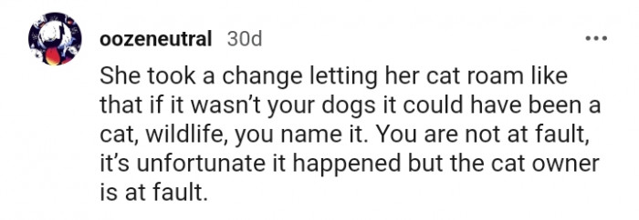 The cat owner is at fault here