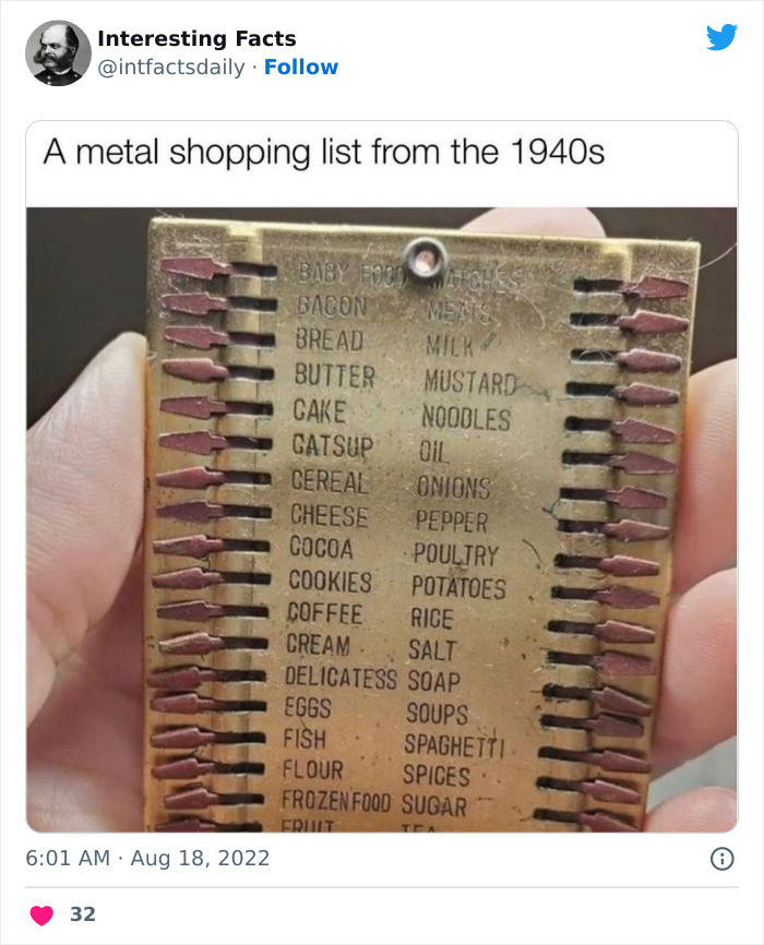 22. Seen a metal shopping list before?