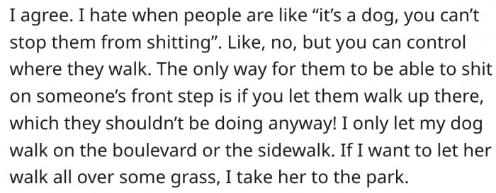 11. She has no valid excuse. She could have controlled her dog.