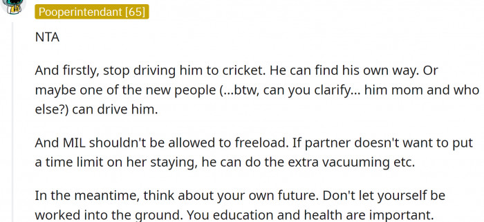 OP should get her priorities straight.