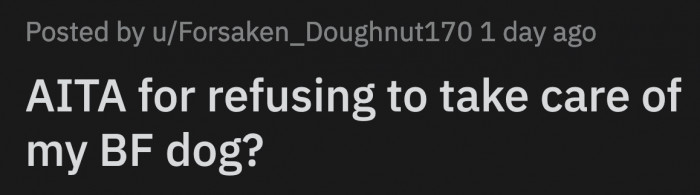 OP has also been feeding the dogs by herself. She also pays for the dog food, which costs her roughly $80/month