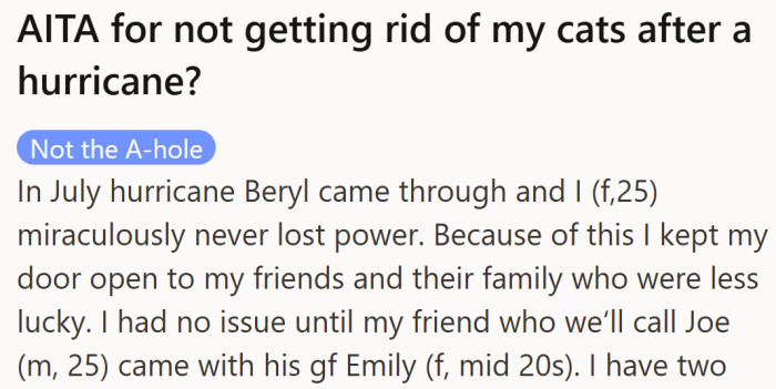 After Hurricane Beryl hit, she opened her home to friends who lost power, thinking it was the kindest thing to do.