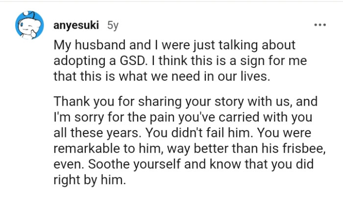 The OP is being thanked for sharing his story
