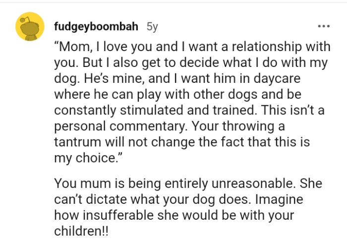 OP's mom is being unreasonable