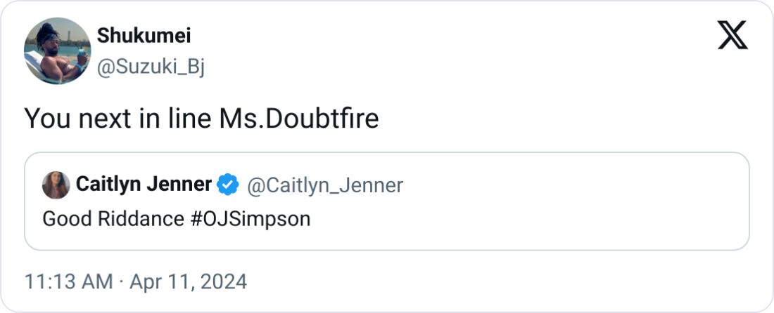 2. Could Ms Doubtfire really be next in line on the pop culture callback list? Stay tuned