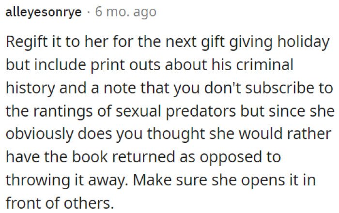 OP should reciprocate with a gift - an author biography.