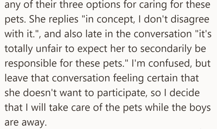 He walks away reading between the lines, assuming noninvolvement is the clearest answer.