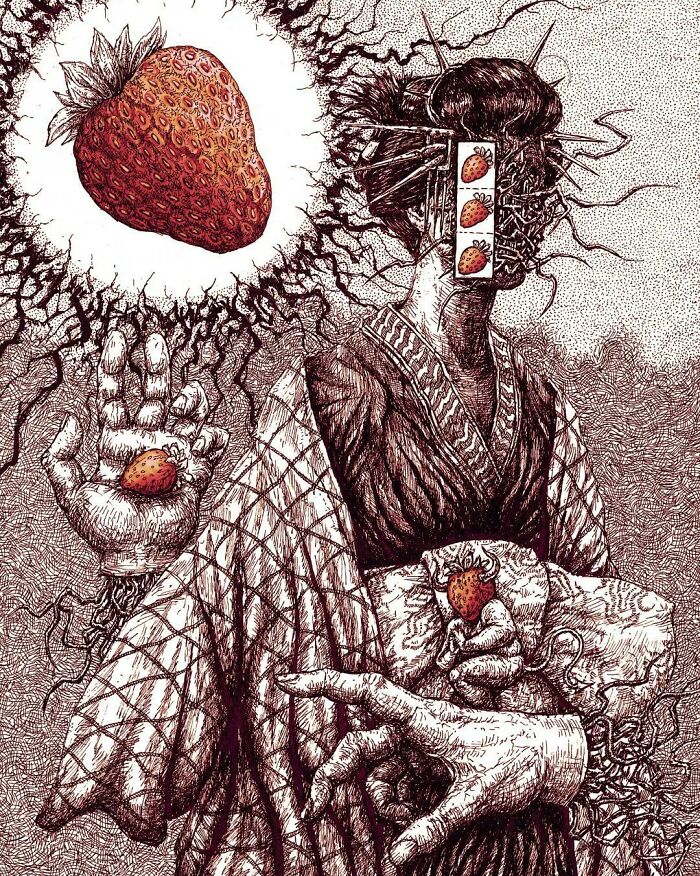 12. Strawberry, Me, Ink And Digital Color, 2022