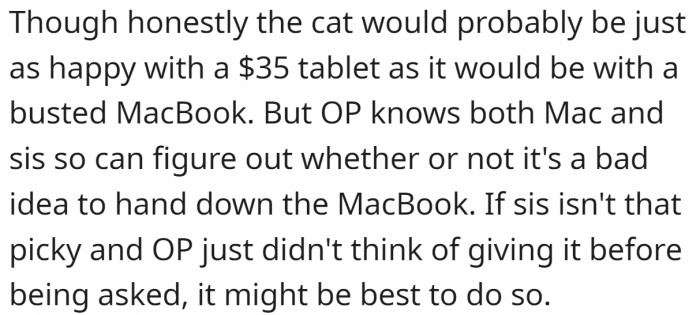 OP should give their sister this MacBook