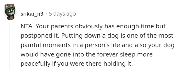 2. OP's dog might have felt more at peace seeing their owner there in that last moment