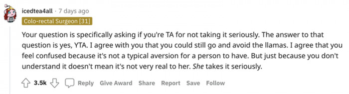 She takes it seriously as it's very real to her