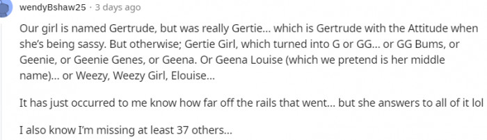 14. This dog's original name is Gertrude, but now Elouise