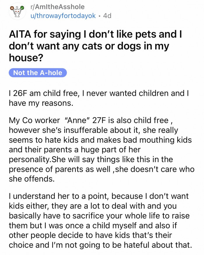 OP posted that she is child-free by choice.