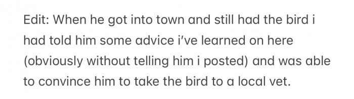 OP eventually modified the post to include an “Edit” with more context about the situation.