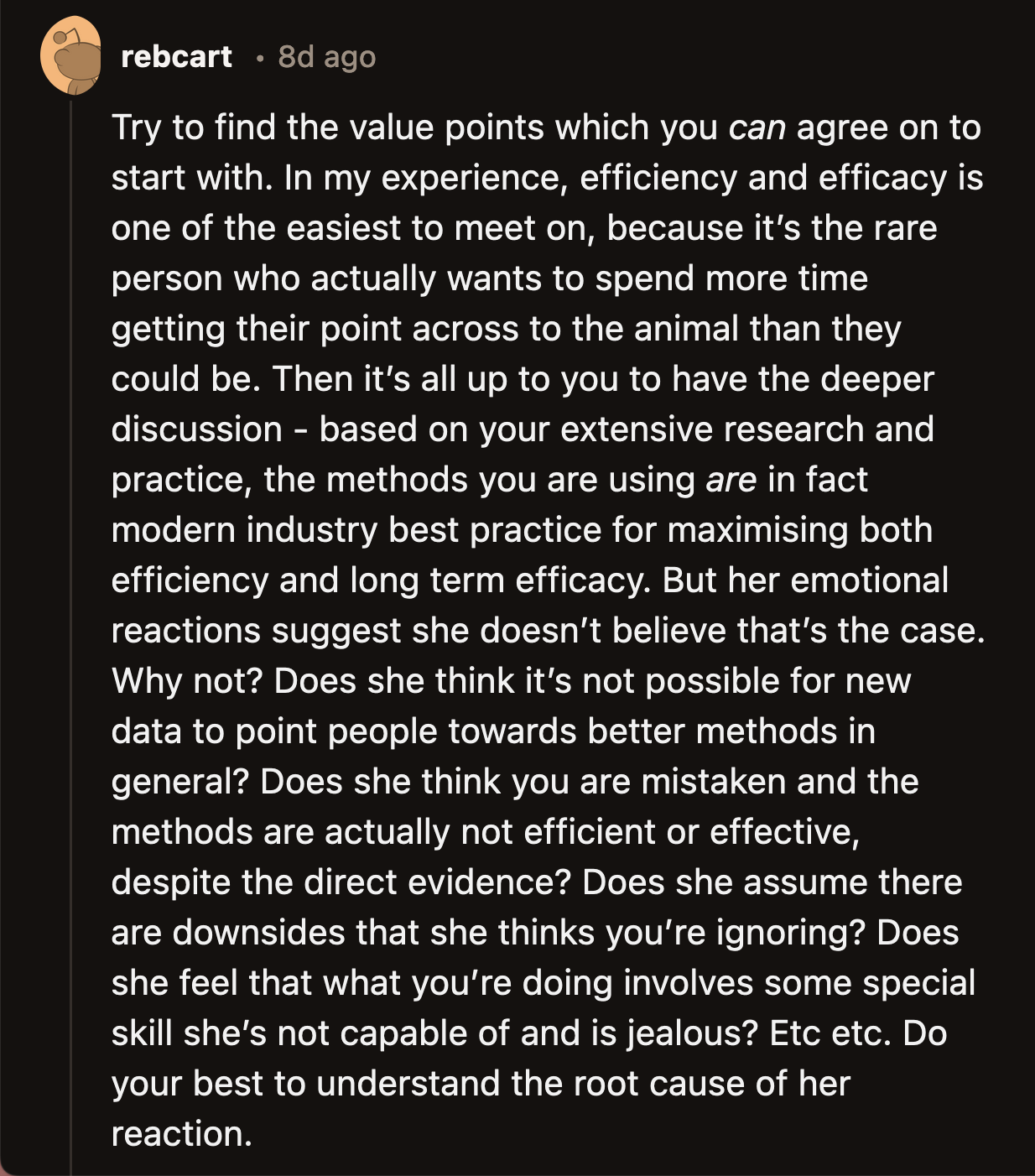 Does OP know why her girlfriend has such a skewed perspective on the proper training of dogs?