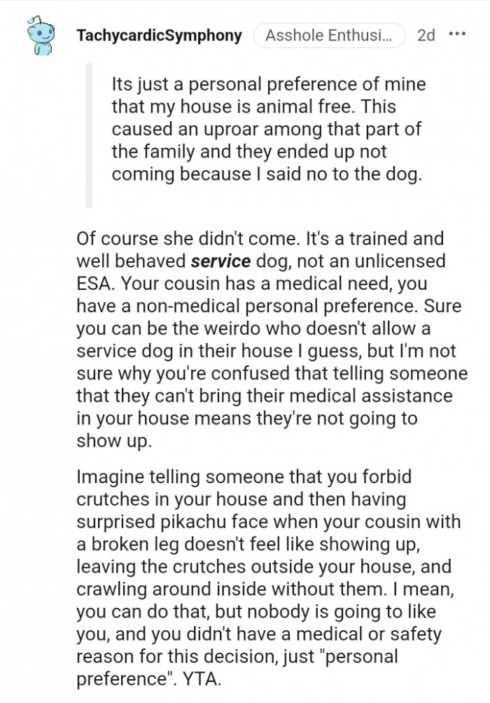 It's a trained and well-behaved service dog