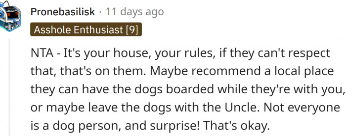 Redditors agree: her house, her rules