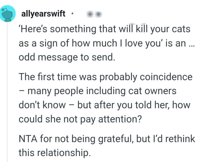 She clearly wasn't paying any attention to the OP