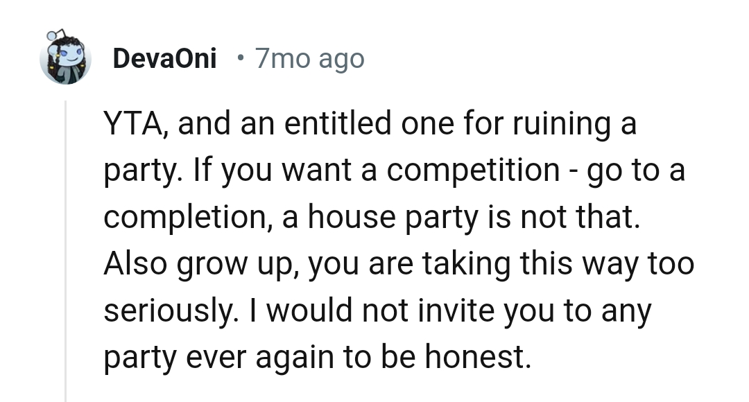 This Redditor would not invite the OP to any invite if they were the host
