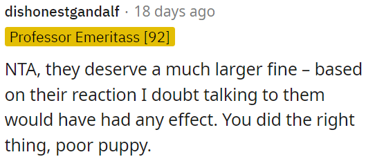 OP did the right thing for the puppy.