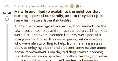 Redditor Takes Drastic Measures After Neighbor Requests Shared Custody Of Their Dog