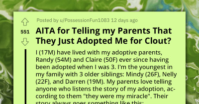 Teen Confronts "Charitable" Parents, Accusing Them Of Adopting Him For Social Prestige