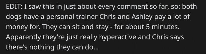 This Is an Edit from OP About the Dogs' Training