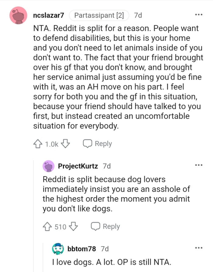 The OP doesn't have to let animals inside his home if he doesn't have to